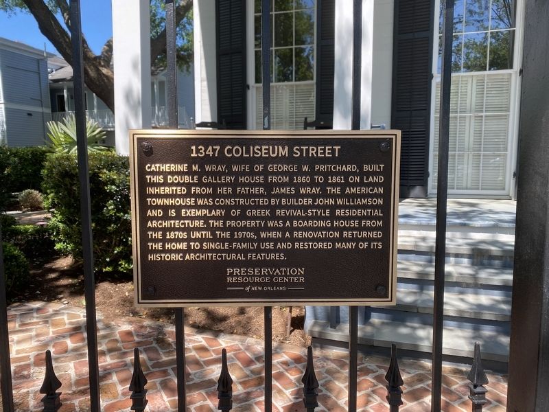 1347 Coliseum Street Marker. Click for full size. 1347 Coliseum Street Marker image. Click for full size.