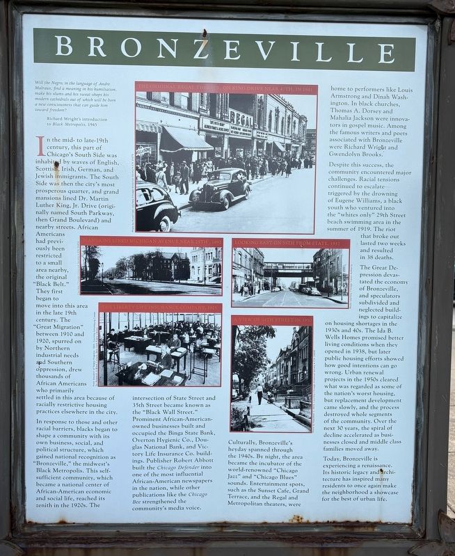 Bronzeville Marker. Click for full size. Bronzeville Marker image. Click for full size.