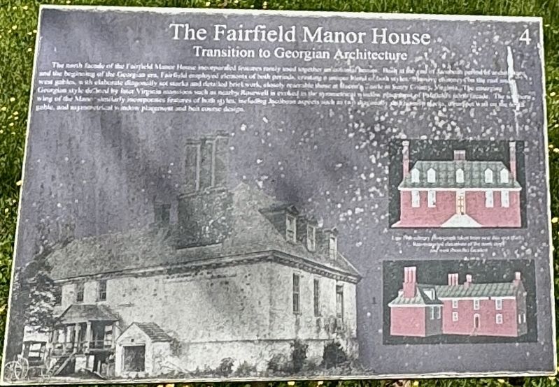 The Fairfield Manor House Marker. Click for full size. The Fairfield Manor House Marker image. Click for full size.
