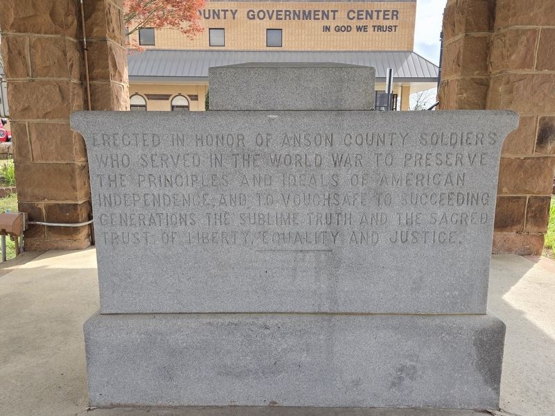 Anson County Memorial Fountain Marker, Side One. Click for full size. Anson County Memorial Fountain Marker, Side One image. Click for full size.
