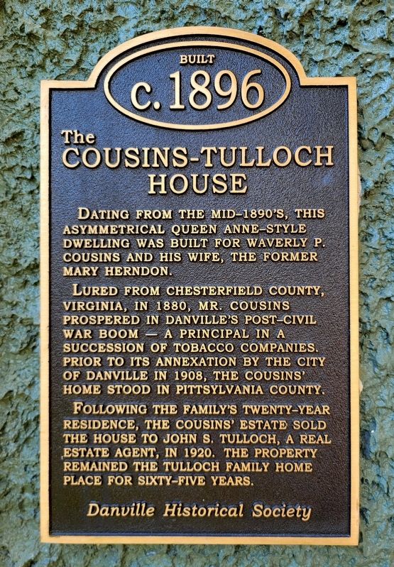 The Cousins-Tulloch House Marker. Click for full size. The Cousins-Tulloch House Marker image. Click for full size.
