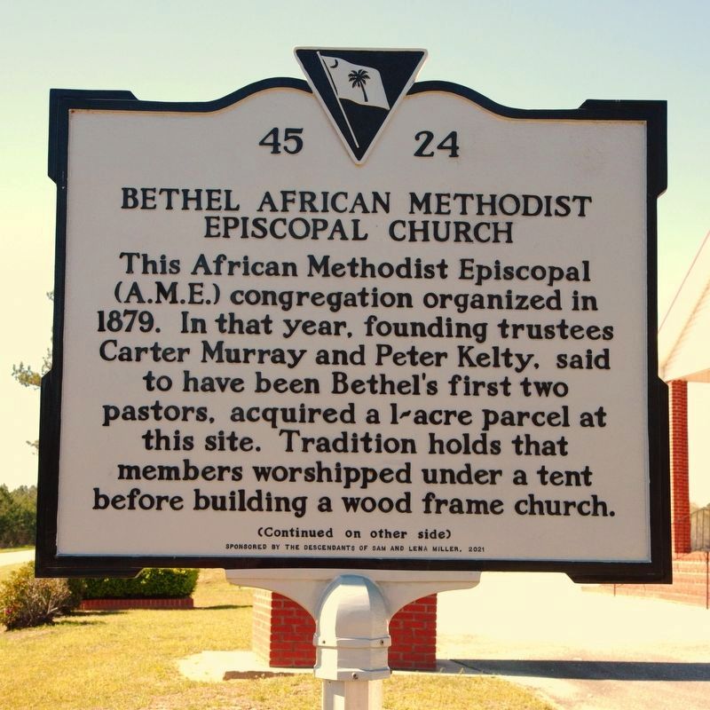 Bethel African Methodist Episcopal Church Marker, side one image. Click for full size.