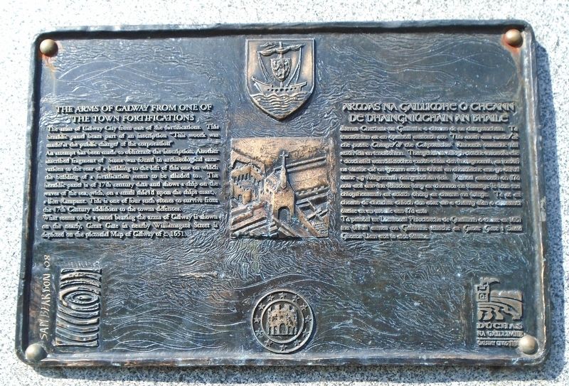 The Arms of Galway from one of the Town Fortifications Marker image. Click for full size.