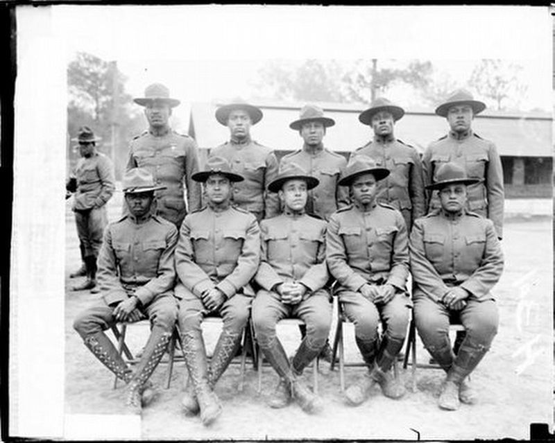 Lt. George Giles and officers of the 370th Infantry, Camp Logan in Houston, Texas image. Click for full size.