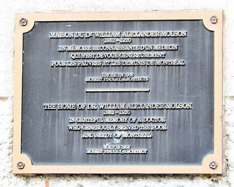 Dr. Molson Memorial Plaque image. Click for full size.