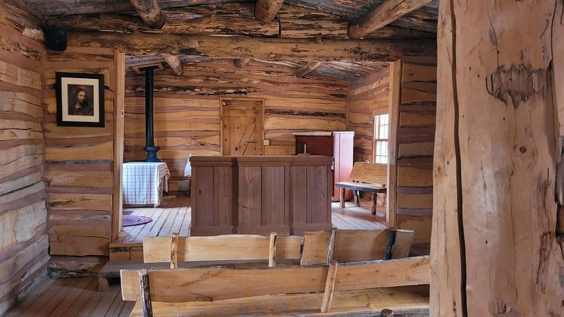 The inside view of the Log Meetinghouse image. Click for full size.