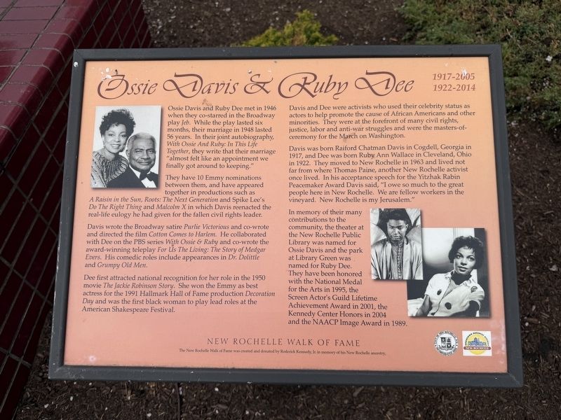 Ossie Davis & Ruby Dee Marker image. Click for full size.