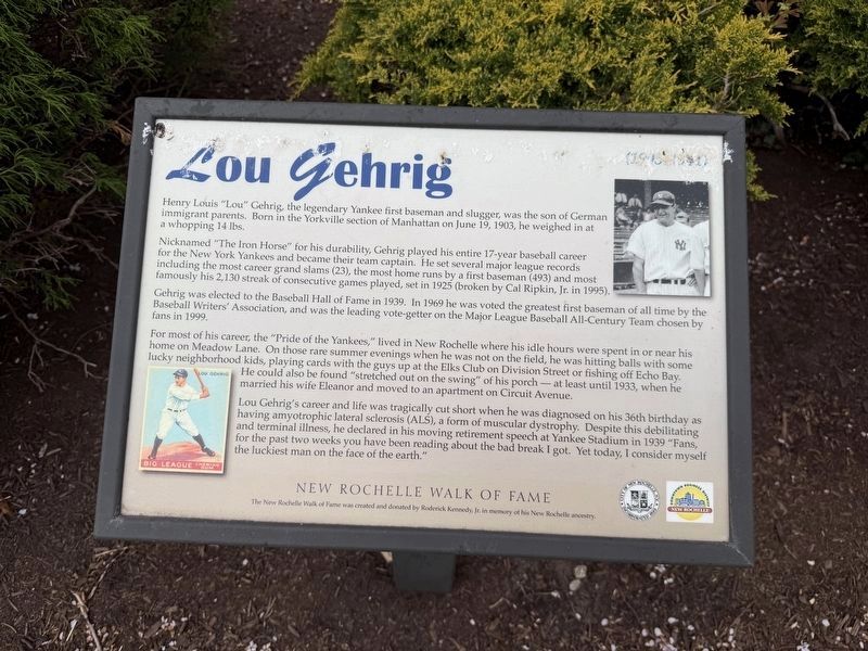 Lou Gehrig Marker. Click for full size. Lou Gehrig Marker image. Click for full size.
