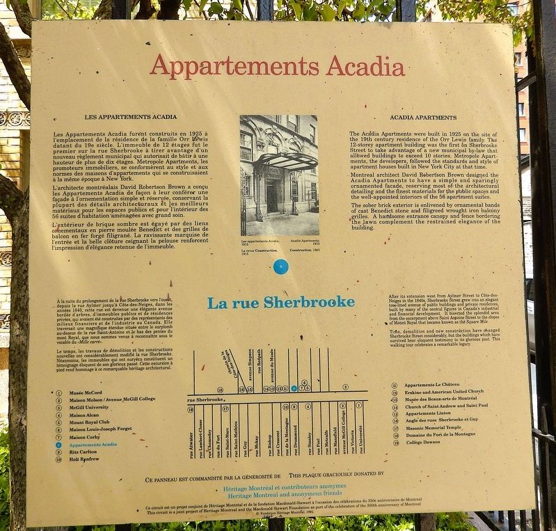 Appartements Acadia Marker image. Click for full size.