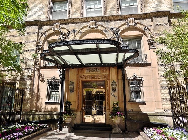 Acadia Apartments entrance, 2024 image. Click for full size.
