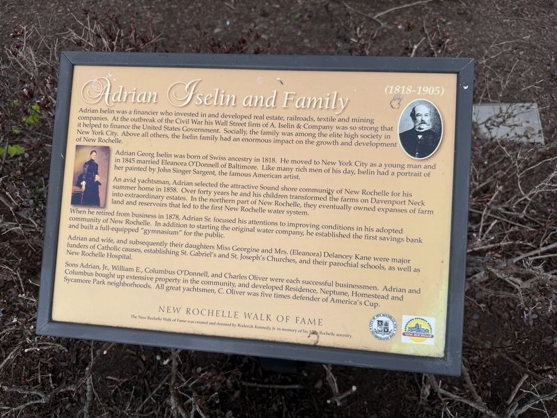 Adrian Iselin and Family Marker. Click for full size. Adrian Iselin and Family Marker image. Click for full size.