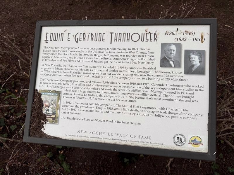 Edwin & Gertrude Thanhouser Marker. Click for full size. Edwin & Gertrude Thanhouser Marker image. Click for full size.
