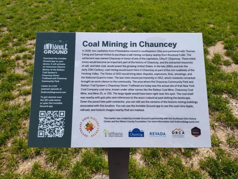 Coal Mining in Chauncey Marker image. Click for full size.