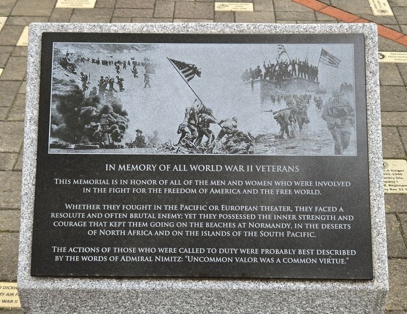 In Memory Of All World War II Veterans Marker image. Click for full size.