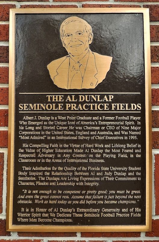 The Al Dunlap Seminole Practice Fields Marker. Click for full size. The Al Dunlap Seminole Practice Fields Marker image. Click for full size.