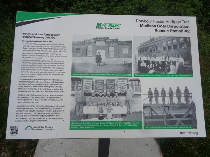 Madison Coal Corporation Rescue Station Marker. Click for full size. Madison Coal Corporation Rescue Station Marker image. Click for full size.