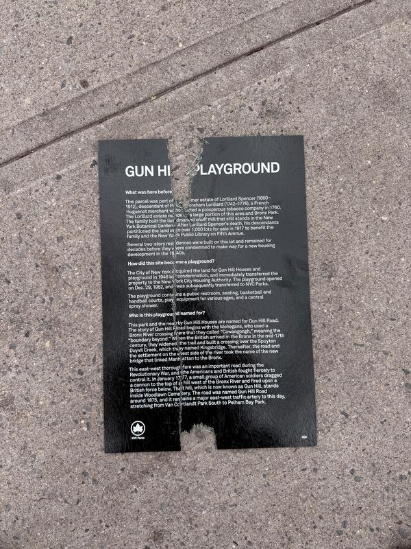 Gun Hill Playground Marker. Click for full size. Gun Hill Playground Marker image. Click for full size.