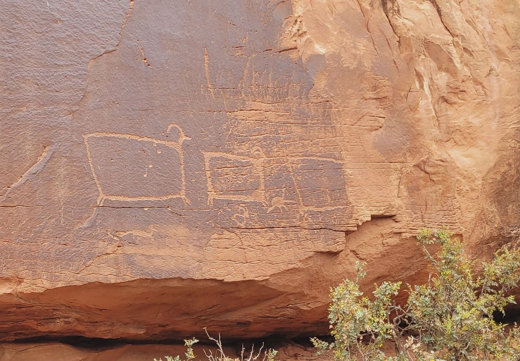 Closeup of the TV Sheep Petroglyphs image. Click for full size.