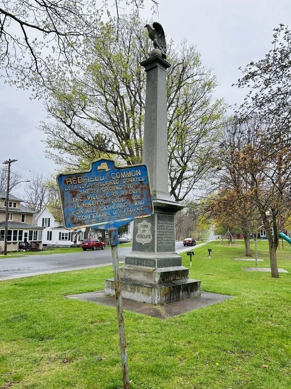 Redfield Common Marker and Town of Phelps Marker. image. Click for full size.
