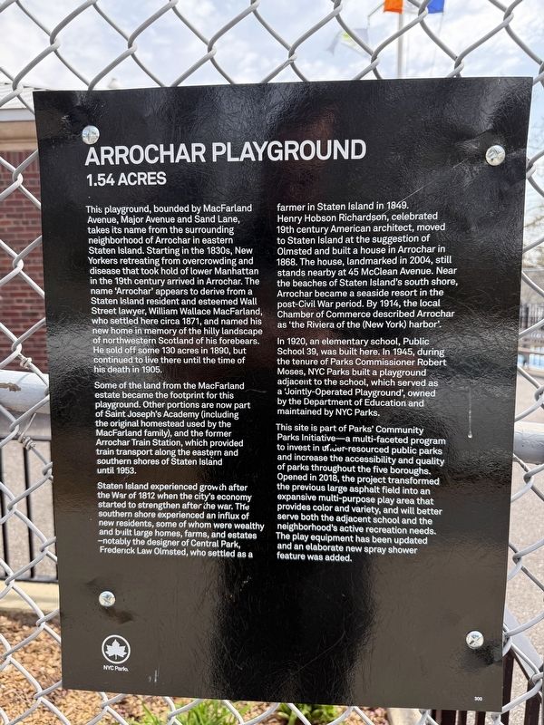 Arrochar Playground Marker. Click for full size. Arrochar Playground Marker image. Click for full size.