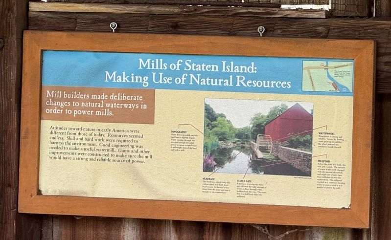 Mills of Staten Island: Making Use of Natural Resources Marker image. Click for full size.