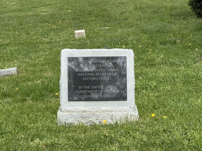 National Register of Historic Places plaque on the grounds of Oakland Baptist Church Cemetery image. Click for full size.