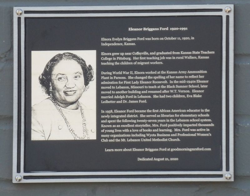 Eleanor Briggans Ford 1920-1991 Marker. Click for full size. Eleanor Briggans Ford 1920-1991 Marker image. Click for full size.