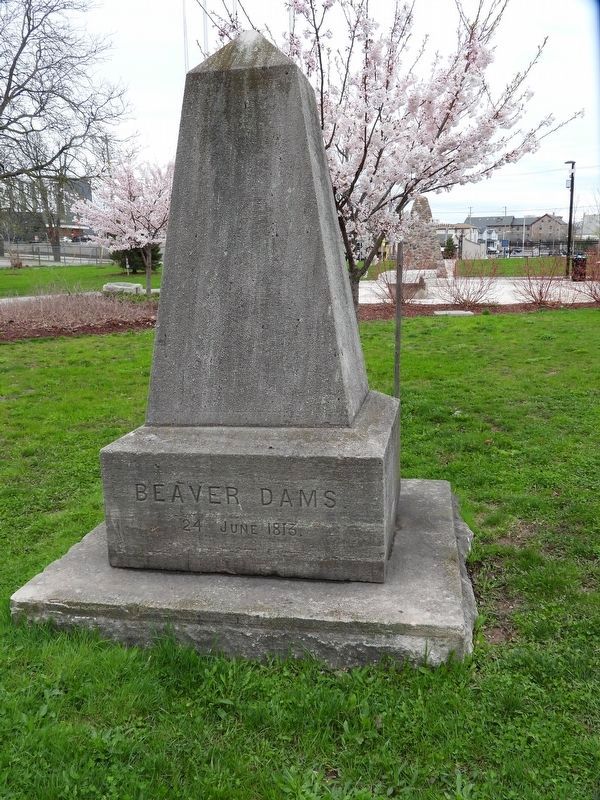 Beaver Dams marker (concrete cairn) image. Click for full size.