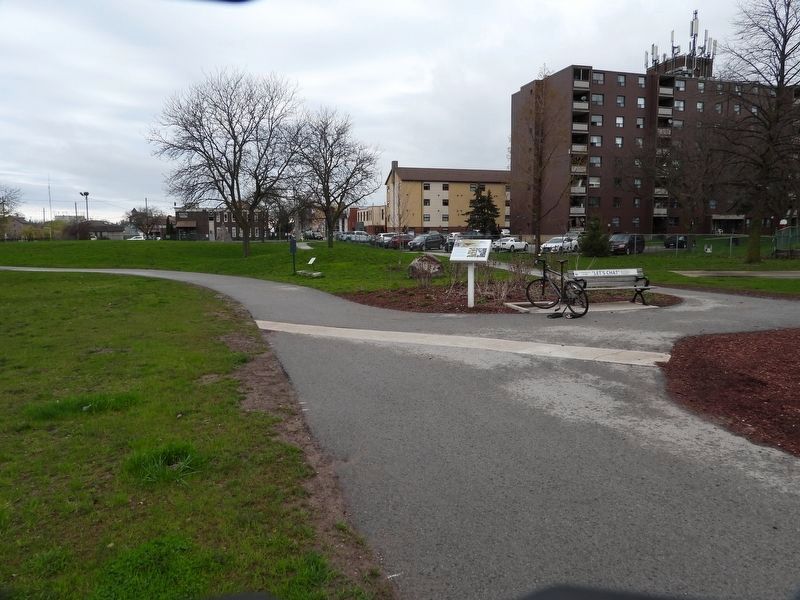 The JB Stone Marker in context, facing north image. Click for full size.