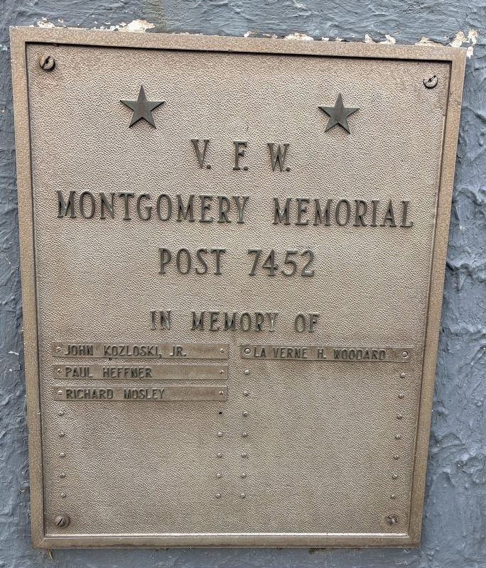 V.F.W. Montgomery Memorial Post 7452 Marker. Click for full size. V.F.W. Montgomery Memorial Post 7452 Marker image. Click for full size.