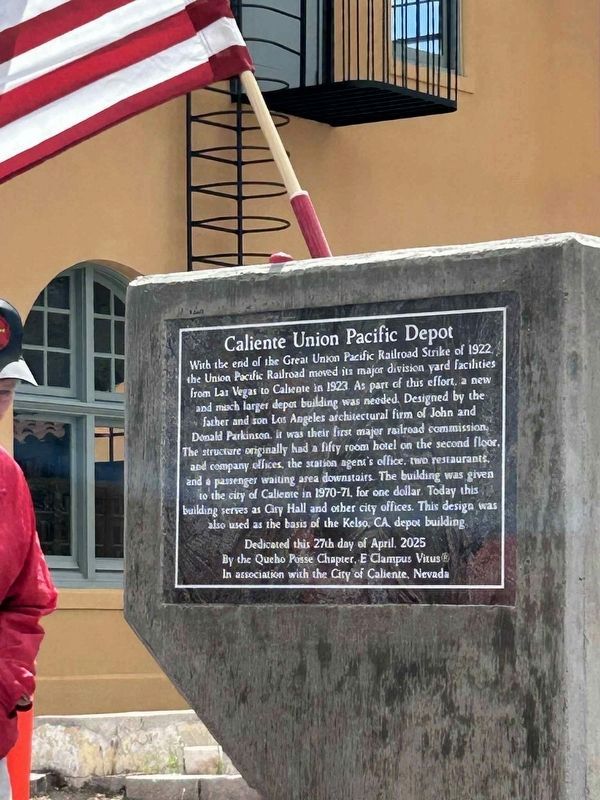 Caliente Union Pacific Depot Marker. Click for full size. Caliente Union Pacific Depot Marker image. Click for full size.
