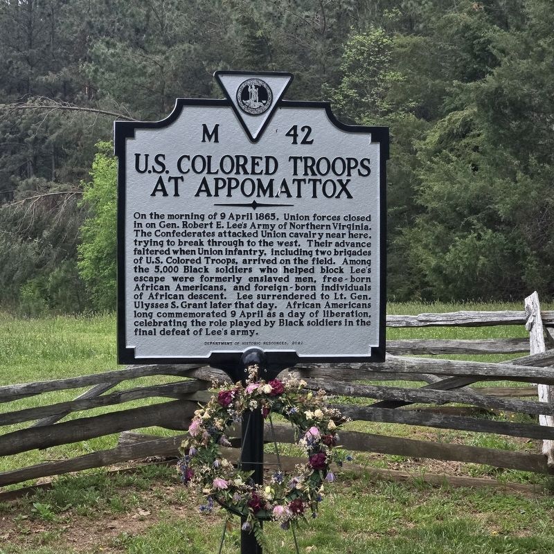U.S. Colored Troops at Appomattox Marker. Click for full size. U.S. Colored Troops at Appomattox Marker image. Click for full size.