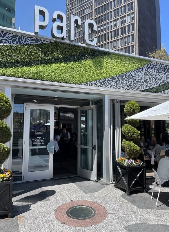 Restaurant entrance immediately adjacent to the Point Of Origin Marker image. Click for full size.
