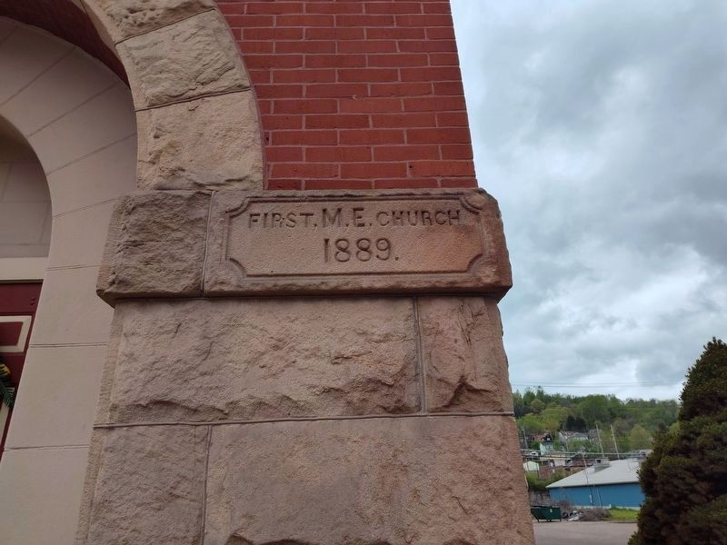 First M.E. Church Cornerstone image. Click for full size.