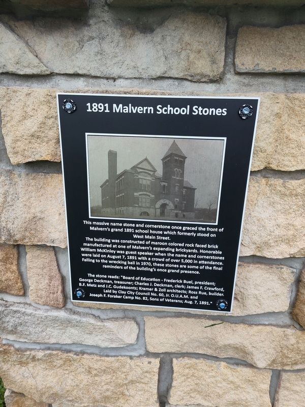 1891 Malvern School Stones Marker. Click for full size. 1891 Malvern School Stones Marker image. Click for full size.
