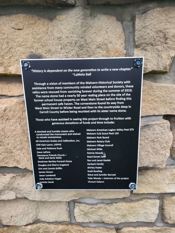 1891 Malvern School Stones Marker. Click for full size. 1891 Malvern School Stones Marker image. Click for full size.