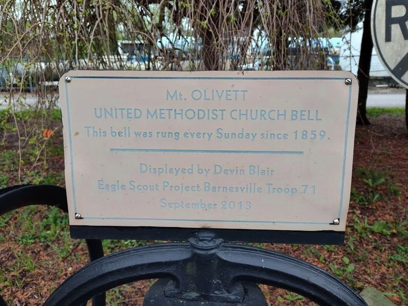 Mt. Olivett United Methodist Church Bell Marker. Click for full size. Mt. Olivett United Methodist Church Bell Marker image. Click for full size.