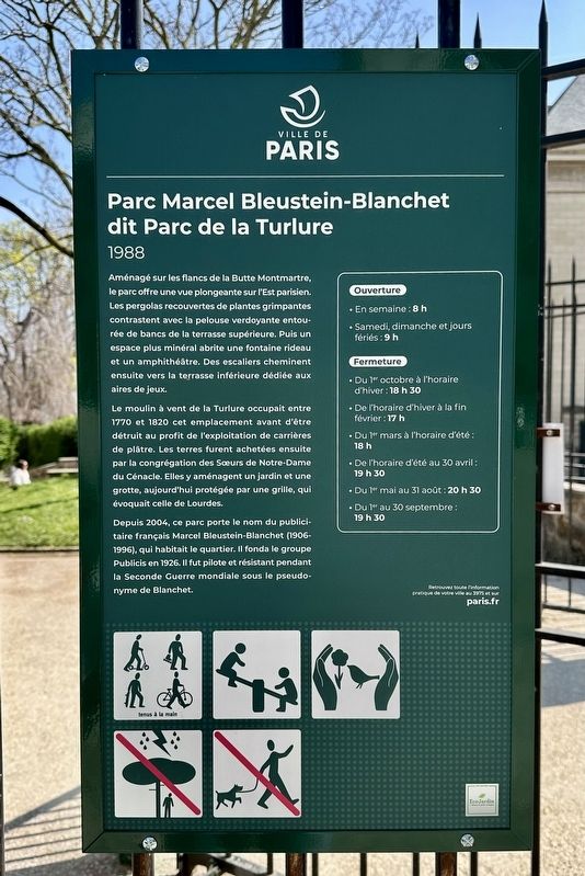 Parc Marcel Bleustein-Blanchet dit Parc de la Turlure (1988) Marker image. Click for full size.