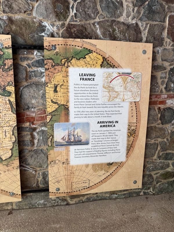 Leaving France / Arriving in America Marker. Click for full size. Leaving France / Arriving in America Marker image. Click for full size.