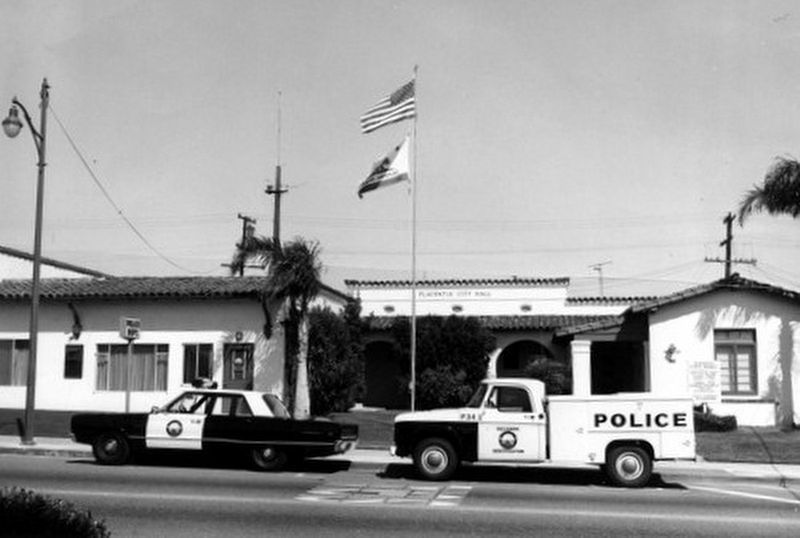 Exterior view of Placentia City Hall and Police Department, 1970s image. Click for full size.