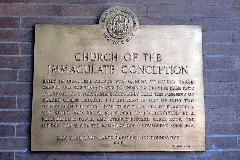 Church of the Immaculate Conception plaque image. Click for full size.