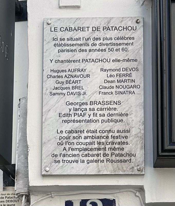Le Cabaret de Patachou Marker. Click for full size. Le Cabaret de Patachou Marker image. Click for full size.