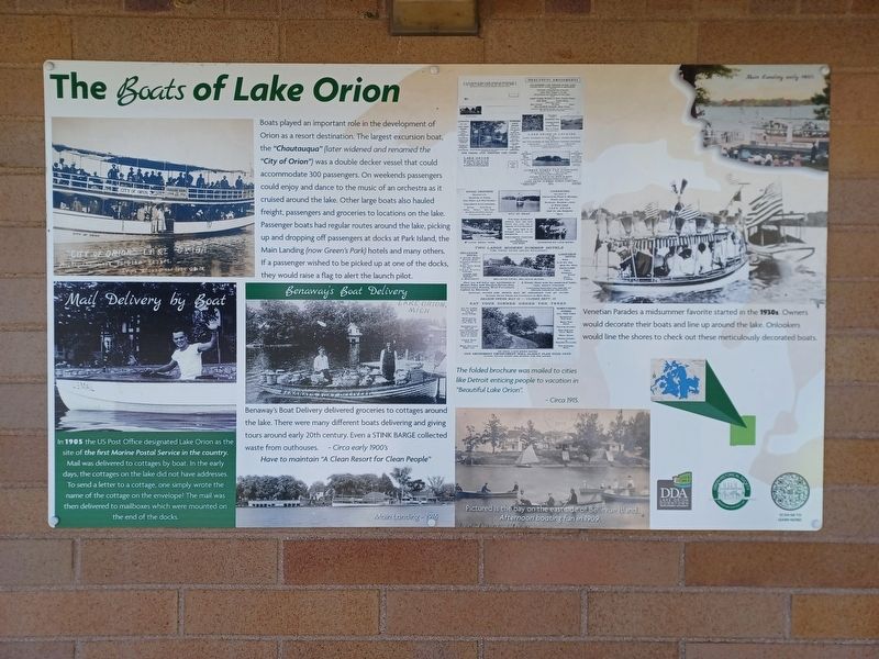 The Boats of Lake Orion Marker. Click for full size. The Boats of Lake Orion Marker image. Click for full size.