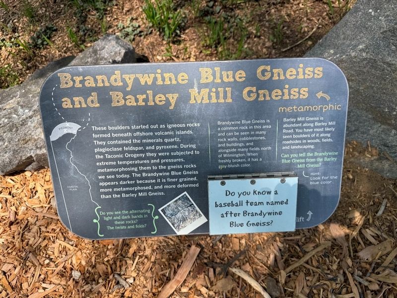 Brandywine Blue Gneiss and Barley Mill Gneiss Marker image. Click for full size.