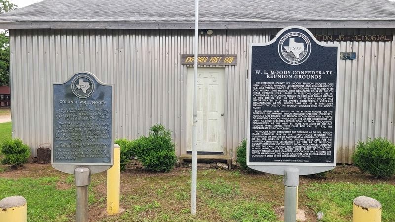 W.L. Moody Confederate Reunion Grounds and Col. Moody Markers. Click for full size. W.L. Moody Confederate Reunion Grounds and Col. Moody Markers image. Click for full size.