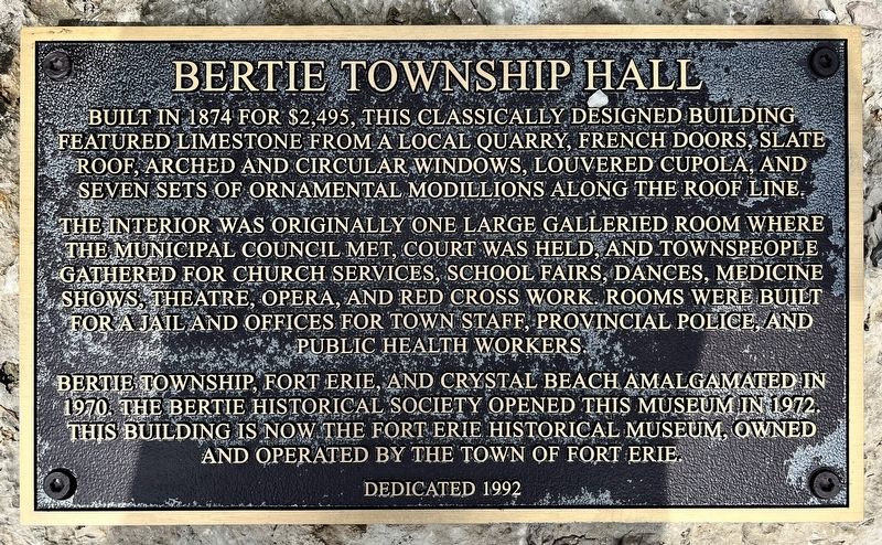 Bertie Township Hall Marker. Click for full size. Bertie Township Hall Marker image. Click for full size.