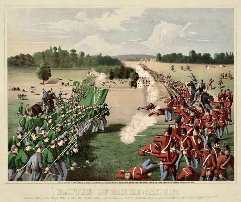 Depiction of the Battle of Ridgeway, created c. 1869 image. Click for full size.