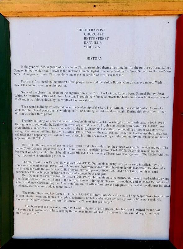 Shiloh Baptist Church Marker. Click for full size. Shiloh Baptist Church Marker image. Click for full size.