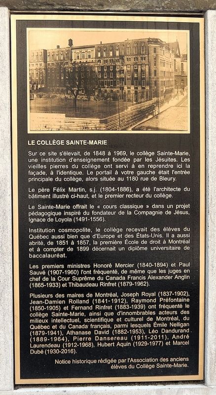 Le Coll�ge Sainte-Marie Marker image. Click for full size.
