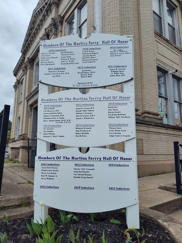 Members Of The Martins Ferry Hall Of Honor Marker. Click for full size. Members Of The Martins Ferry Hall Of Honor Marker image. Click for full size.